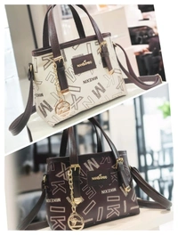 Handardo Monogram Print Satchel with Gold Charm – Chic and Versatile
