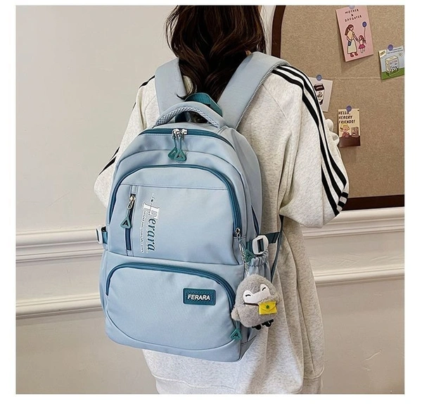 Black Backpack with Plush Charm