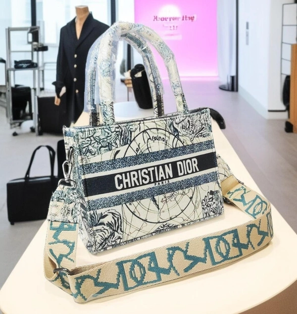 Christian Dior Blue Toile de Jouy Embroidered Mini Tote – Signature Elegance