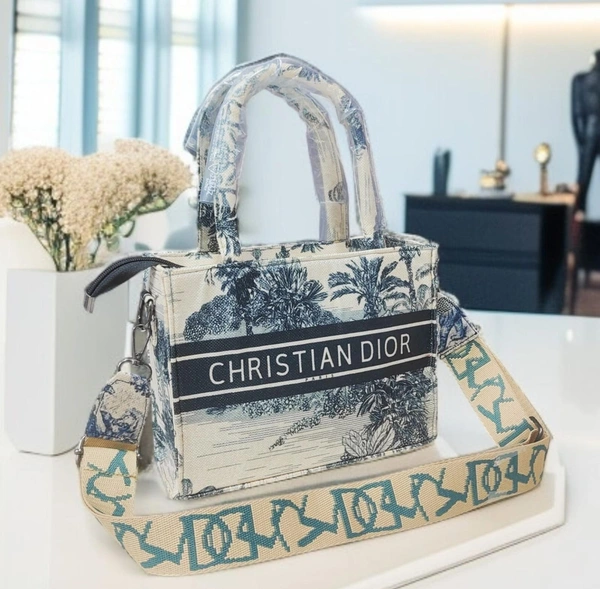 Christian Dior Blue Toile de Jouy Embroidered Mini Tote – Signature Elegance