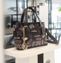 Handardo Monogram Print Satchel with Gold Charm – Chic and Versatile