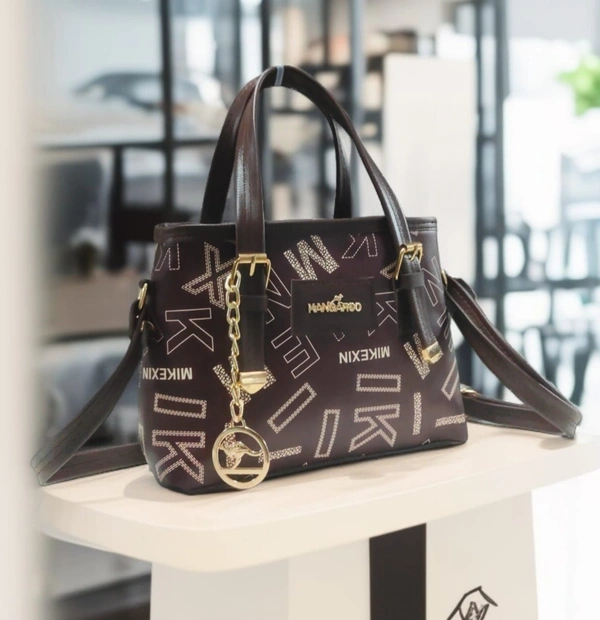 Handardo Monogram Print Satchel with Gold Charm – Chic and Versatile