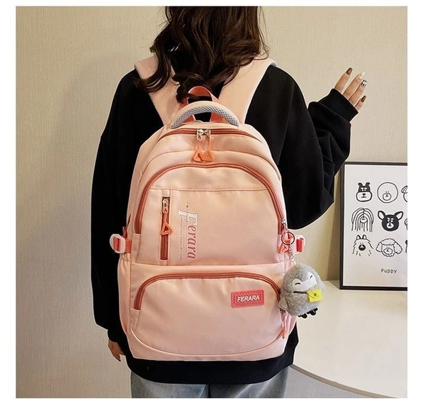 Black Backpack with Plush Charm