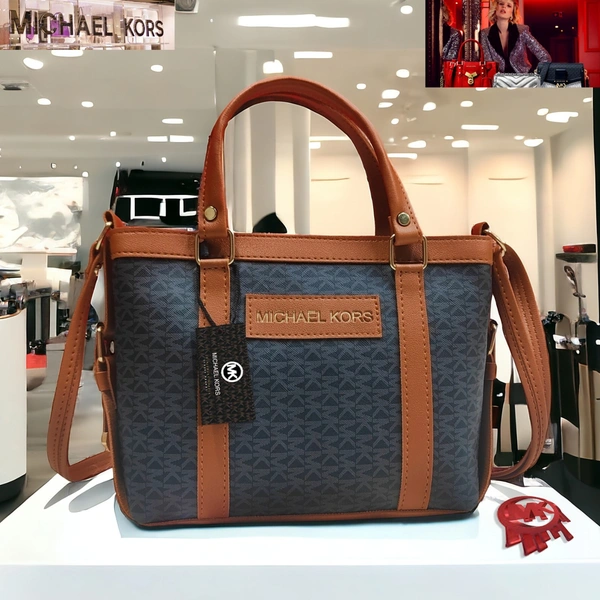 Michael Kors Signature Blue and Tan Handbag