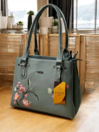Catchy Maroon Handbag with Floral Embroidery