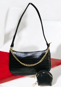 Black Crocodile Shoulder Bag