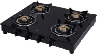 Elica 594 CT VETRO BK Toughened Glass To4 Burner Manual Gas Stove (Round Euro CoGrid, Black)ELICA 594 CT VETRO BLK (F) - ELICA 594 CT VETRO BLK (F)