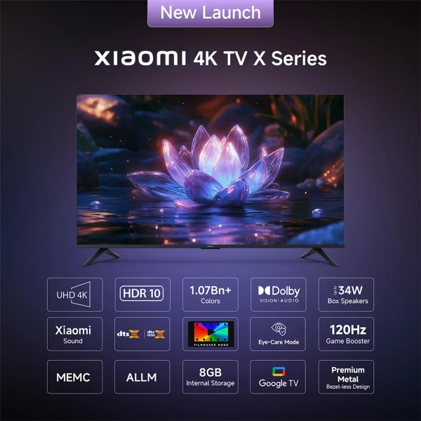 XIAOMI X Series 138 cm (55 inch) Ultra HD (4K) LED Smart Google TV with Dolby Vision | HDR 10 | 34W Dolby Audio | Xiaomi Sound | Film-maker Mode | 120 Hz Game Booster | Mi TV (L55MB-AIN) - X Series