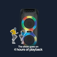 FINGERS 2Mic-ThunderBox45 Portable Speaker with 2 Wireless Mics (40W Immersive Bass, 6.5-Hour Playtime, Dazzling RGB Lights, Recording Feature, TWS Enabled, Bluetooth | USB | AUX | MicroSD | FM Radio - THUNDERBOX 2MIC 45W
