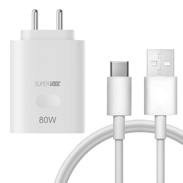 80W SUPERVOOC Fast Charger Compatible with Oppo Smartphones | Supports Dart, Dash, Warp, Vooc | for OnePlus, Realme, Xiaomi, iQOO & Samsung | Safe & Universal Charging (Cable Included)