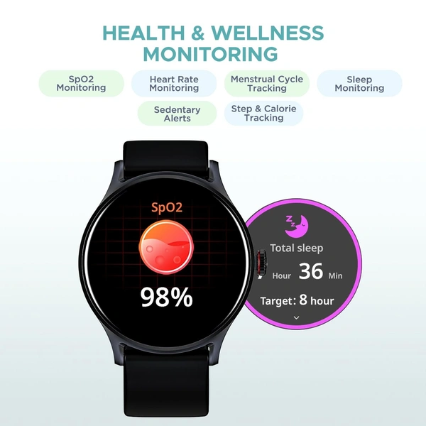 boAt Boat Lunar Vista w/Large 1.52" (3.8 cm) AuraVue Display, AOD, 550 Nits Brightness, Functional Crown,100+ Sports Mode, Heart Rate & Sp02 Monitoring, Fitness Smart Watch for Men & Women - VISTA