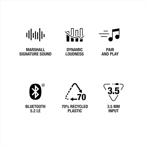 MARSHALL Marshall Acton III Wired Connectivity Stereo Home Speakers with Bluetooth 5.2 & RCA or 3.5mm Input - ACTON 3