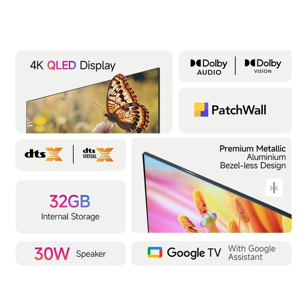 XIAOMI Xiaomi 108 cm (43 inches) X Pro QLED Series Smart Google TV L43MA-SIN 4K Ultra HD (Black) - X Pro QLED