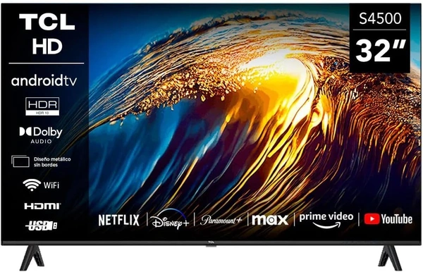 TCL 32-Inch HD Android Smart TV for Bedroom & Small Spaces – HDR, Dolby Audio, Google Assistant, Chromecast Built-in – (2024 Model – 32S4500A)