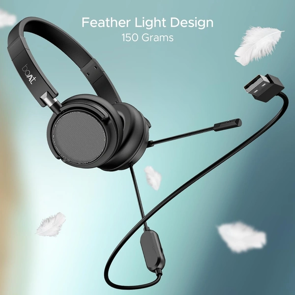 boAt Boat Bassheads 900 Pro Wired Headphones with 40Mm Drivers, Lightweight Foldable Design, Over Ear, Remote Control, Unidirectional Retractable Mic, Adjustable Headband & USB Type-A Compatibility - BASSHEAD 900 PRO