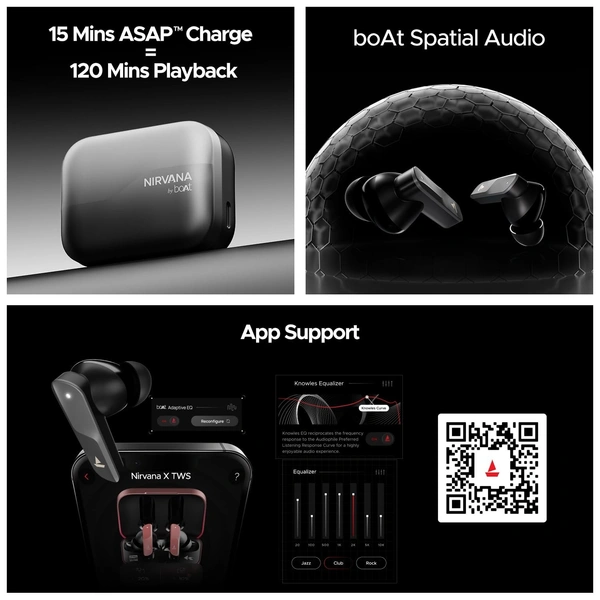 boAt Boat Nirvana X TWS,Knowles Dual Drivers, Hi-Res Audio LDAC, App Support,4Mic ENx,Dual Pair,Spatial Audio,Fast Charge, Bluetooth Earbuds, TWS Ear Buds Wireless Earphones with mic - NIRVANA X
