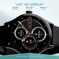 boAt Boat Lunar Vista w/Large 1.52" (3.8 cm) AuraVue Display, AOD, 550 Nits Brightness, Functional Crown,100+ Sports Mode, Heart Rate & Sp02 Monitoring, Fitness Smart Watch for Men & Women - VISTA