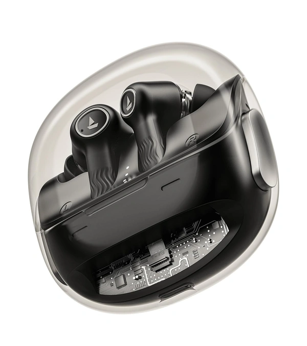Boat Nirvana Crystl, Transparent Case,Spatial Audio, ANC(~32dB), 100Hrs Battery,4Mics ENx,App Support, Bluetooth Earbuds, TWS Ear Buds Wireless Earphones with mic