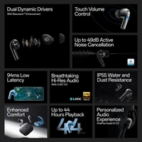 OnePlus Buds 3 Truly Wireless Bluetooth Earbuds with Upto 49dB Smart Adaptive Noise Cancellation,Hi-Res Sound Quality,Sliding Volume Control,10mins for 7Hours Fast Charging with Upto 44Hrs Playback - BUDS 3