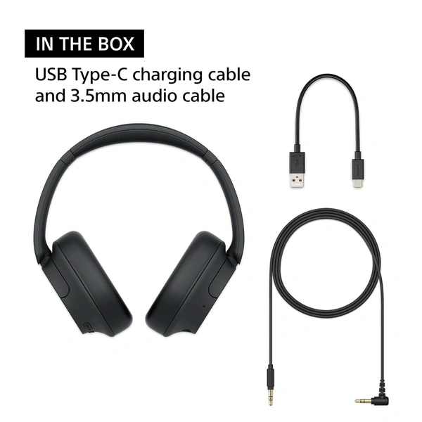 Sony WH-CH720N Active Noise Cancellation Wireless Bluetooth Over Ear Headphones with Mic, Adaptive Sound Control, Quick Charge, Up to 35Hrs Battery, Customized EQ- Black Model : YY2966 - WH-CH720