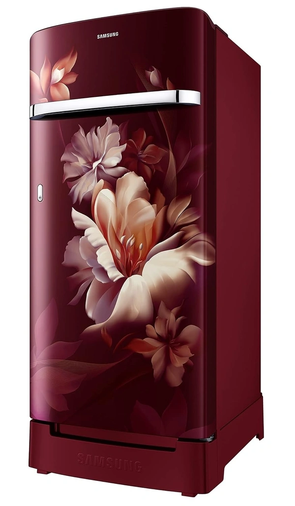 Samsung 189L 5 Star Inverter Direct-Cool Single Door Refrigerator Appliance (RR21C2H25RZ/HL,Midnight Blossom Red) Base Stand Drawer - RR21C2H25RZ
