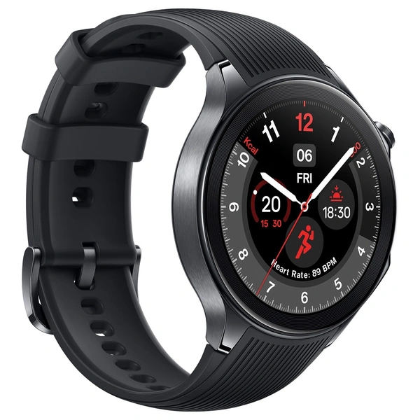 OnePlus Watch 2 with Wear OS 4,Snapdragon W5 Chipset,Upto 100hrs battery life,1.43’’ AMOLED Display, Stainless Steel & Sapphire Crystal build,Dual Frequency GPS, 5 ATM, IP68 & BT Calling (Black Steel) - WATCH 2