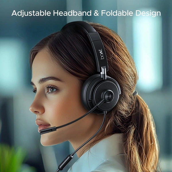 boAt Boat Bassheads 900 Pro Wired Headphones with 40Mm Drivers, Lightweight Foldable Design, Over Ear, Remote Control, Unidirectional Retractable Mic, Adjustable Headband & USB Type-A Compatibility - BASSHEAD 900 PRO