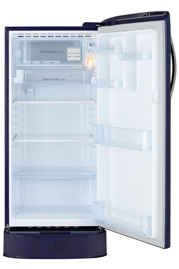 LG 185 L 5 Star Inverter Direct-Cool Single Door Refrigerator Appliance (GL-D201ABCU, Blue Charm, Base stand with drawer) - 185 L 5 Star