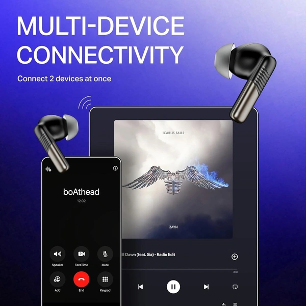 boAt Boat Airdopes Prime 412, 4Mics AI-ENx Tech, 50 Hrs Battery, Multipoint Connectivity,Fast Charge, App Support, Bluetooth Earbuds, TWS Ear Buds Wireless Earphones with mic - PRIME 412