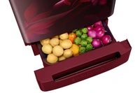 Samsung 189L 5 Star Inverter Direct-Cool Single Door Refrigerator Appliance (RR21C2H25RZ/HL,Midnight Blossom Red) Base Stand Drawer - RR21C2H25RZ