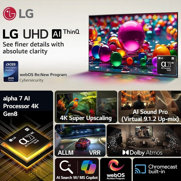 LG 43" 4k UHD webos, Magic Remote (3 year warranty) 43UA831C0LA (2025) - 43UA831C0LA