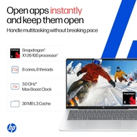 HP OmniBook 5 Next Gen AI 14-he0015QU, Silver - 35.6 Centimetres (14 Inch ), Silver, 512GB, 16GB, 3 GHz, SSD, NO, Snapdragon X Processor, Qualcomm Adreno GPU, Windows 11 Home