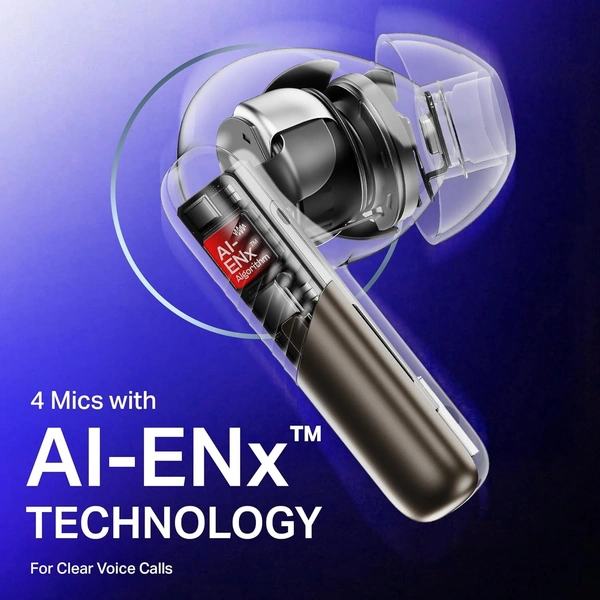 boAt Boat Airdopes Prime 412, 4Mics AI-ENx Tech, 50 Hrs Battery, Multipoint Connectivity,Fast Charge, App Support, Bluetooth Earbuds, TWS Ear Buds Wireless Earphones with mic - PRIME 412