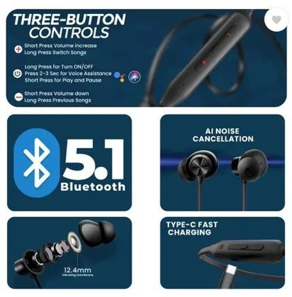 MAK Bullets Z2 Bluetooth Wireless in Ear Earphones with Mic, Bombastic Bass Bluetooth  (Black, In the Ear)