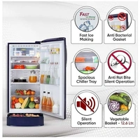 LG 185 L 5 Star Inverter Direct-Cool Single Door Refrigerator (GL-D201ABEU, Blue Euphoria, Base stand with drawer)