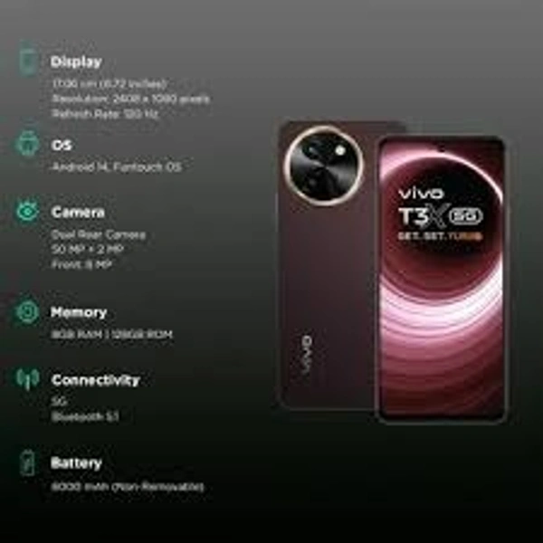 vivo T3x 5G (Crimson Blss 6/128GB/50+2/8MP)