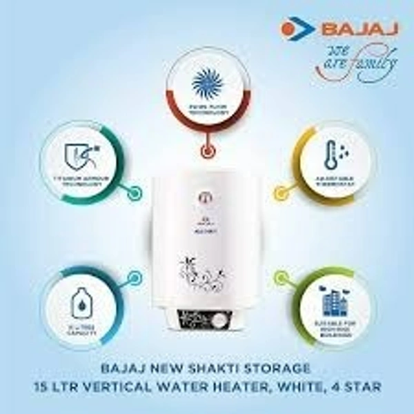 BAJAJ 15 L Storage Water Geyser (NEW SHAKTI GLASSLINED 15 LTR, White)