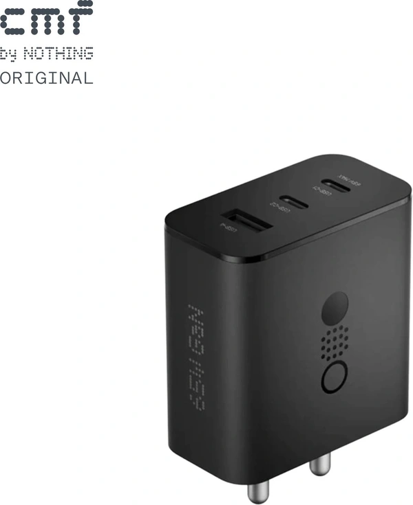 CMF by Nothing 65 W GaN 3 A 3 Port Mobile Charger (Dark Grey)