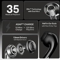boAt Airdopes 101v2, Flex Fit Tips,13mm Drivers, Stream Ad Free Music via App Support Bluetooth Headset - 101V2