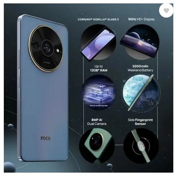 POCO C61 (Ethereal Blue, 64 GB)  (4 GB RAM)
