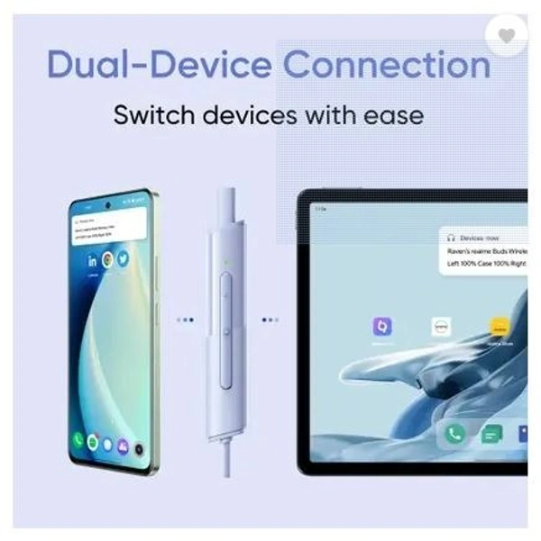 realme Buds Wireless 3 Neo with 13.4mm Driver, 32 hrs Playback, Dual Device Connection Bluetooth  (Blue, In the Ear)