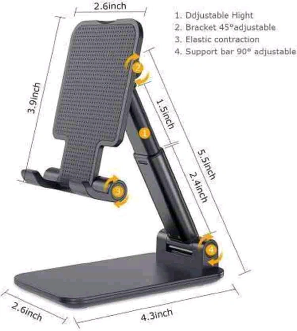 En ligne Desktop Mbile Phone Stand,
Table Mount Adjustable & Foldable ..
 - Black, 5 Inch