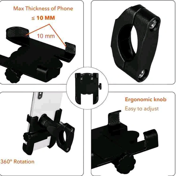 ASRYD Phone Aluminum Bicycle Motorcycle
Handlebar Mount Bike Mobile Holder (Black)
 - Black