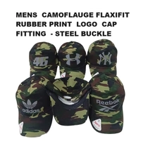 Mens  Camoflauge Flaxifit Rubber Print  Logo  Cap Fitting  - Steel Buckle - Free, 6