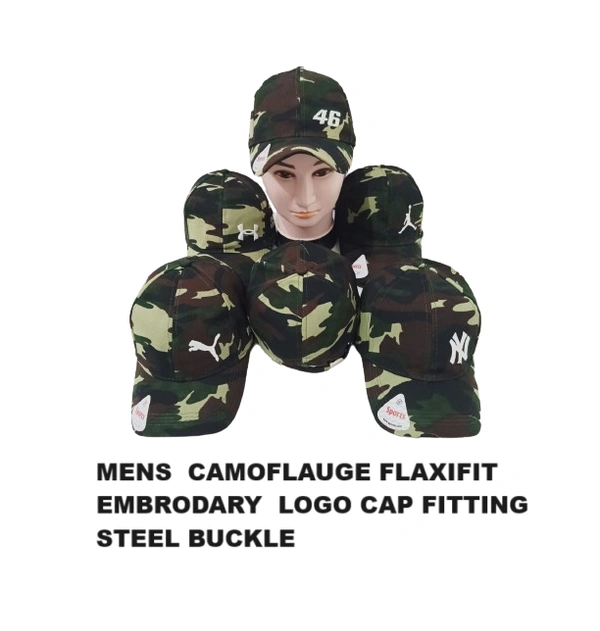Mens  Camoflauge Flaxifit Embrodary  Logo Cap Fitting  - Steel Buckle - Free, 6
