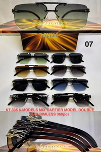 BIJKART MEN'S PREMIUM DOUBLE BAR RIMLESS CARTIER MIX COLOR SUNGLASSES - FREE SIZE, 12