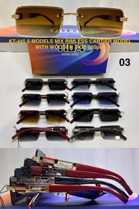 BIJKART MENS RIMLESS CARTIER MODEL MIX COLOR SUNGLASS - FREE SIZE, 12