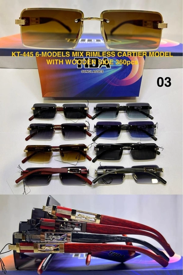 BIJKART MENS RIMLESS CARTIER MODEL MIX COLOR SUNGLASS - FREE SIZE, 12