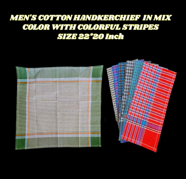 Mens Cotton Multi Color  Check Super Quality Handkerchief - 12