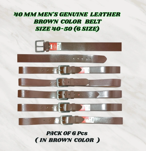 40 Mm Men'S Genuine Leather Brown Color Belt Size-40-50 Mix Size - 40-50 mm, 6